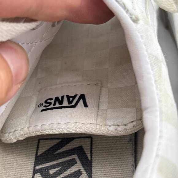 Vans Old Skool Checkered Low Top Sneakers White Lace Up Skate Shoe Womens Size 8 - Picture 8 of 9